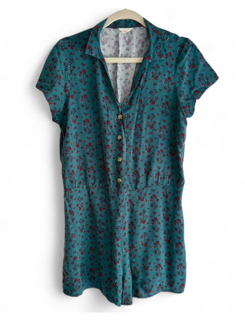 Aeropostale Green Floral Shorts Romper Jumpsuit Size L